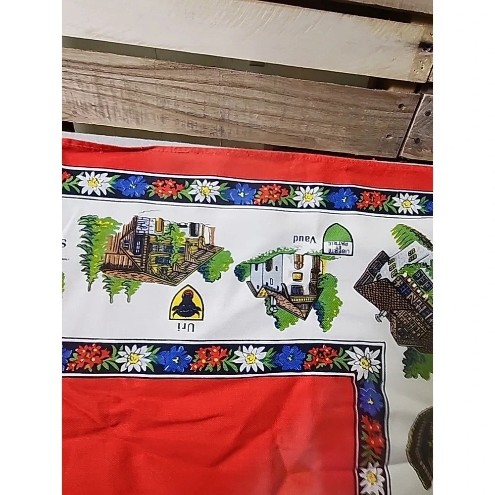 Vintage Small Table Cloth/Scarf Swiss Mountain‎ Towns